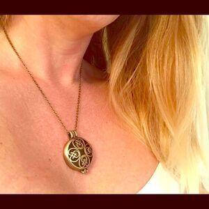 Antique gold diffuser necklace